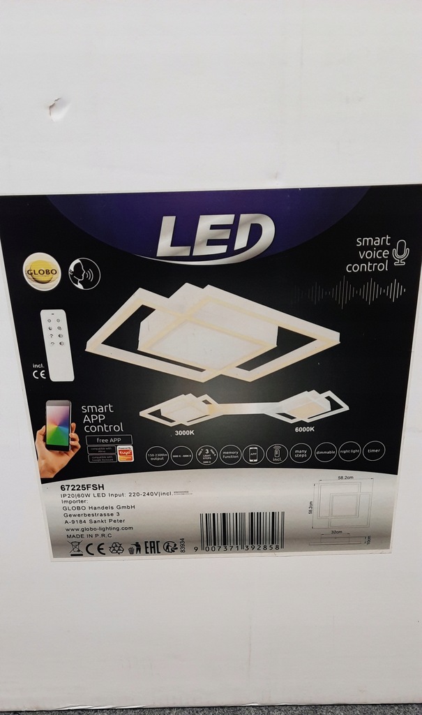Lampa Globo LED Squares 67225FSH smartAPP control_ pilot zdalnego
