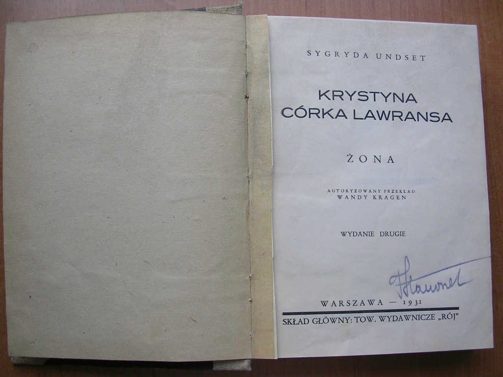 Krystyna córka Lavransa - Żona Sigrid Undset 1931