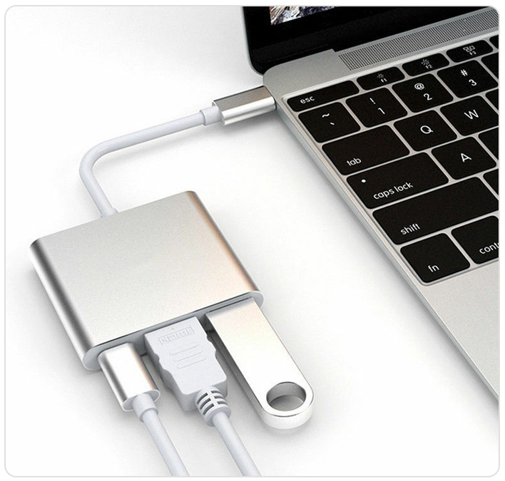 Купить АДАПТЕР ХАБ 3 В 1 USB-C HDMI 4K MACBOOK: отзывы, фото, характеристики в интерне-магазине Aredi.ru