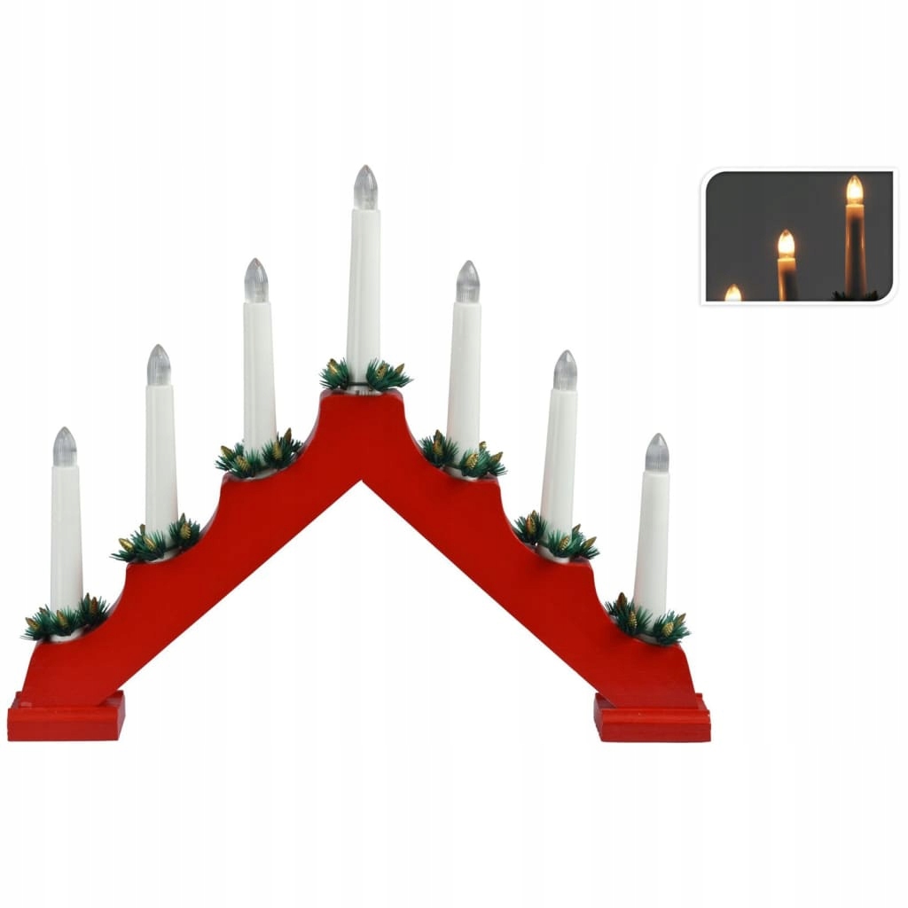 Świecznik świąteczny Candle Bridge czerwony 7 LED