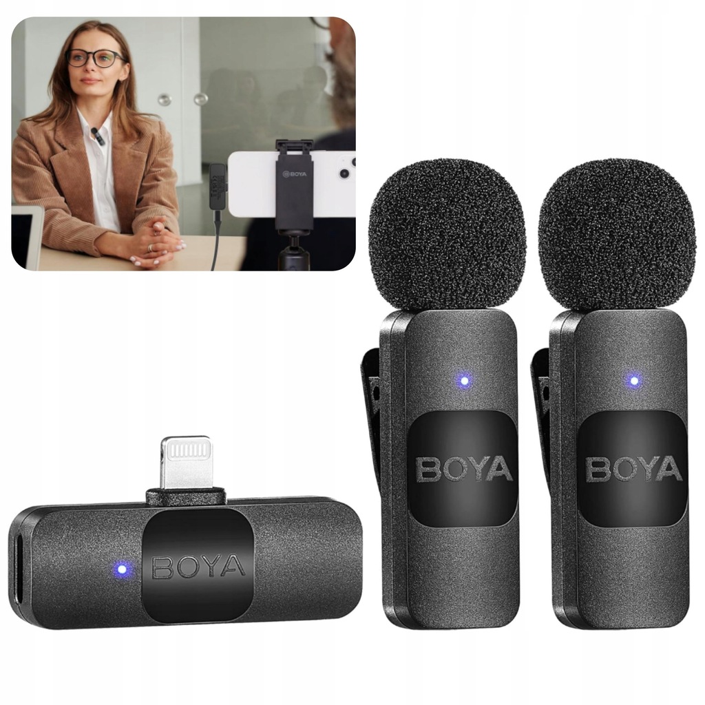 Mikrofon bezprzewodowy Boya BY-V2 do iPhone’a 14, 14 Pro, 13, 13 Pro, 12