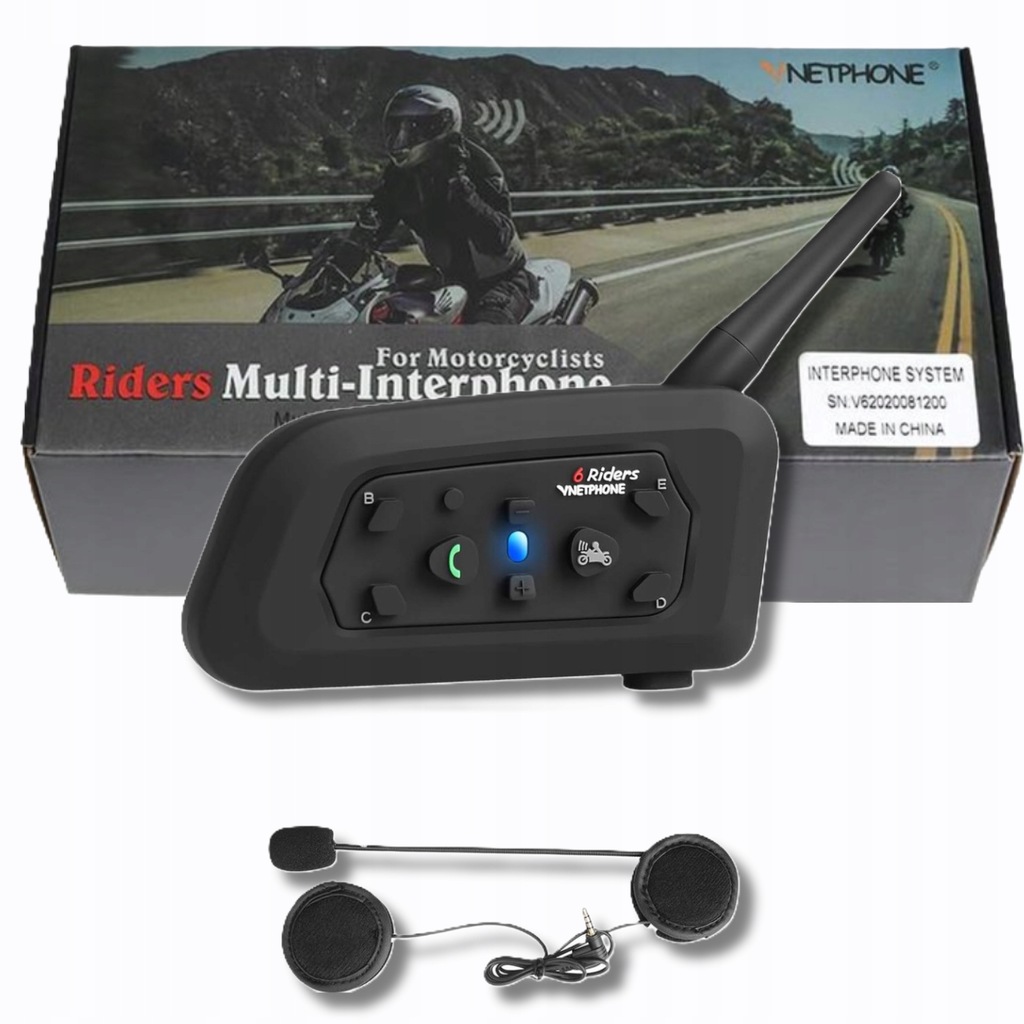 Interkom Motocyklowy Bluetooth Vnetphone V6 Do 800 Metrów