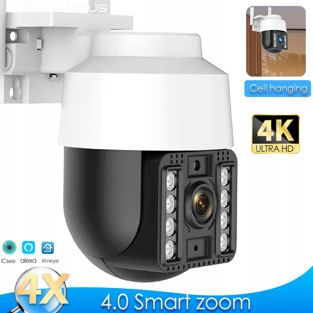 Kamera IP 8MP 4K Zewnętrzne WiFi Nadzór wideo 360°