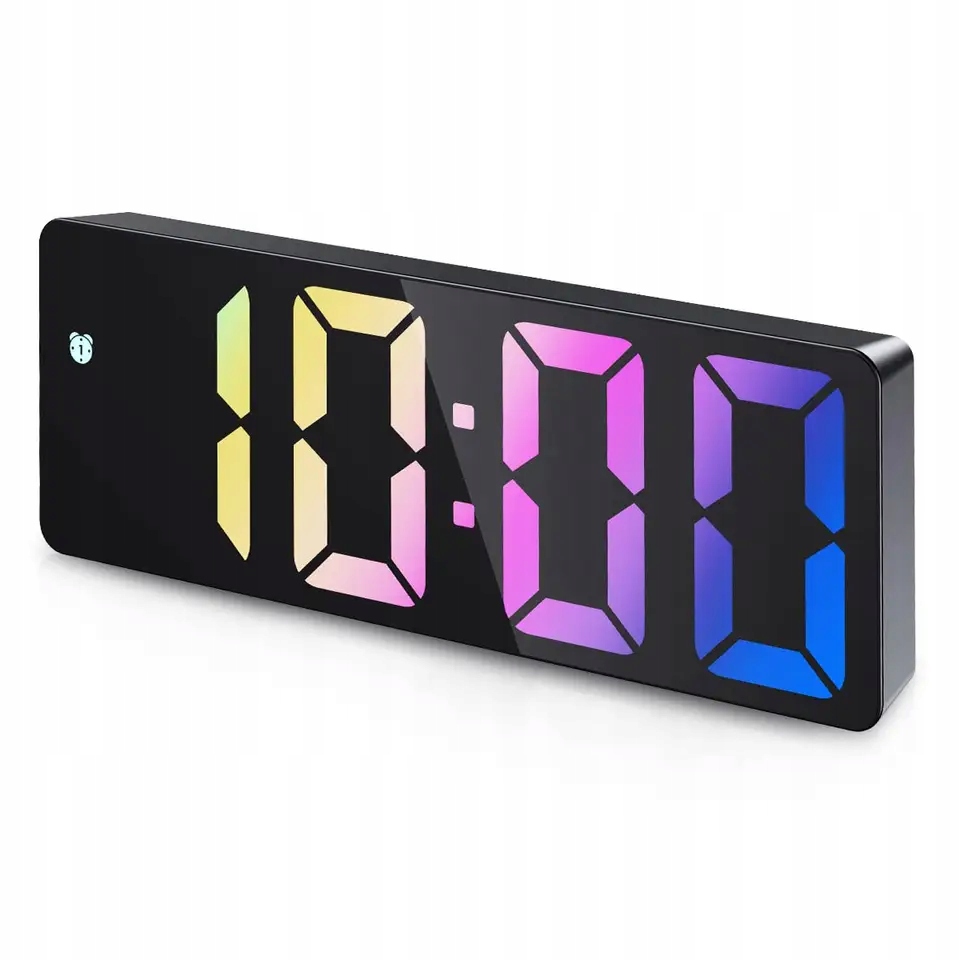 ZEGAR ELEKTRONICZNY LED RGB BUDZIK ZEGAREK ALARM
