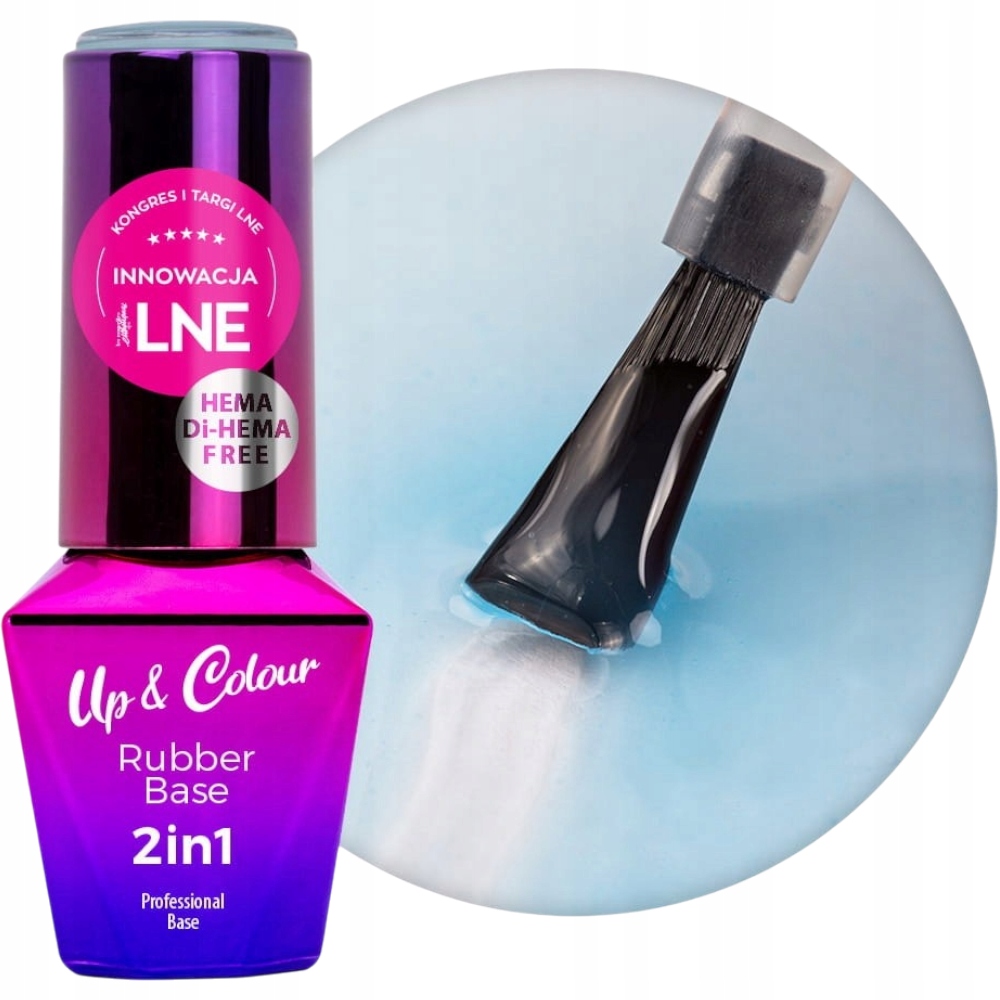 Baza Hybrydowa Kauczukowa MOLLYLAC 10g Up&Colour 2w1 Rubber Base Blue Silk