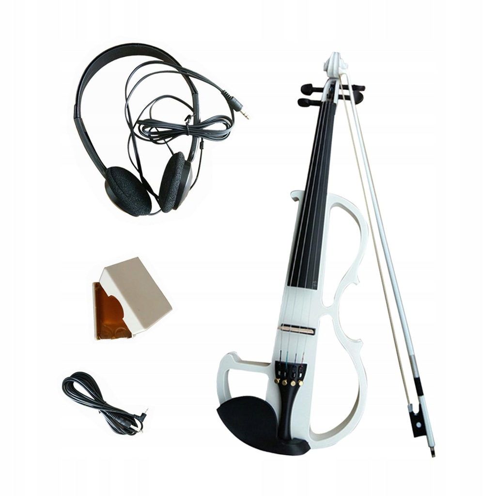 Electric Violin Silent Violins Set with Hard Case with Carrying Case white