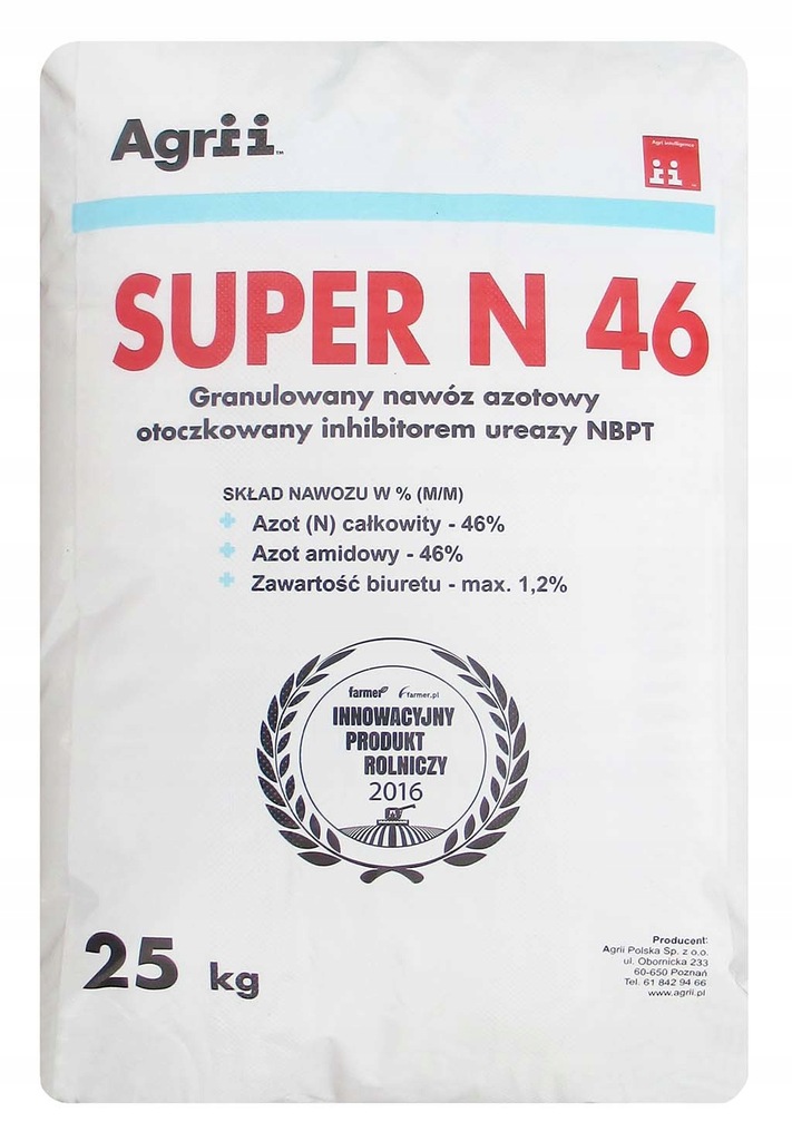 SUPER N46 25KG NAWÓZ AZOTOWY MOCZNIK z INHIBITOREM