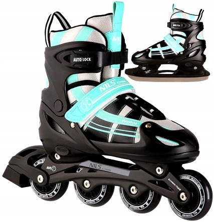 NILS 2w1 Łyżworolki Rolki Łyżwy Hokejowe Z Regulacją 31-34