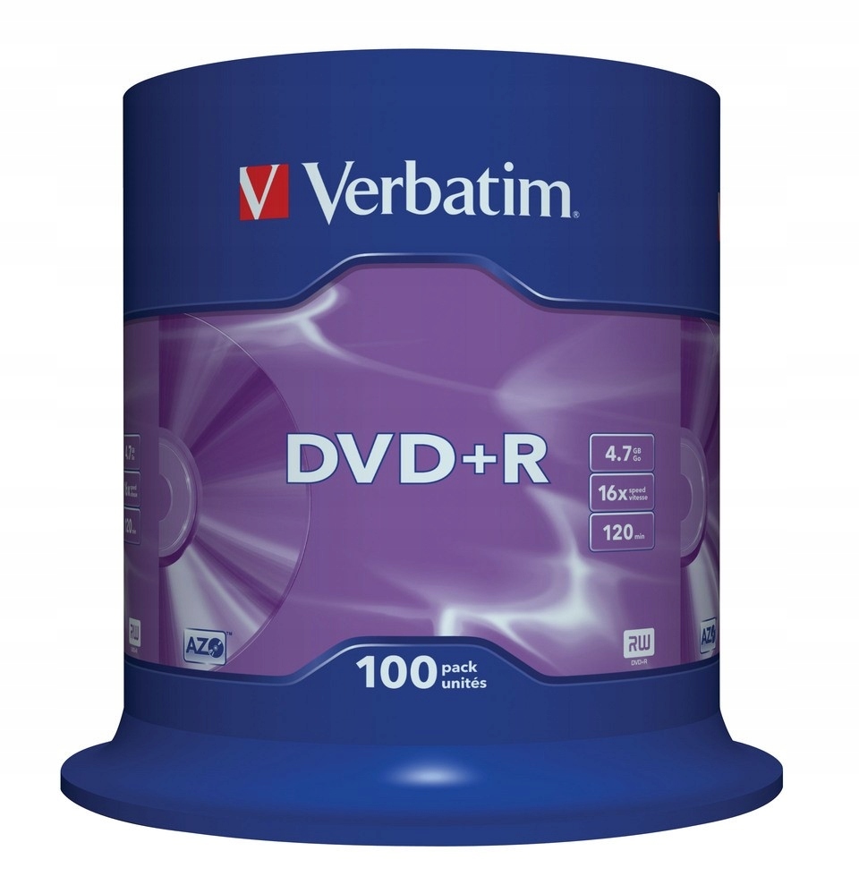 VERBATIM DVD+R 16x 4.7GB 100P CB 43551