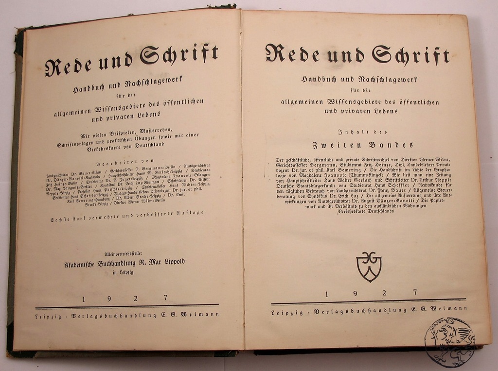 REDE UND SCHRIFT, handbuch - 1927