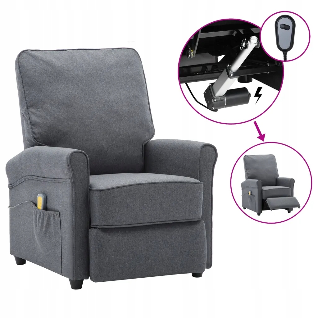 vidaXL Rozkładany fotel masujący, elektryczny, sza