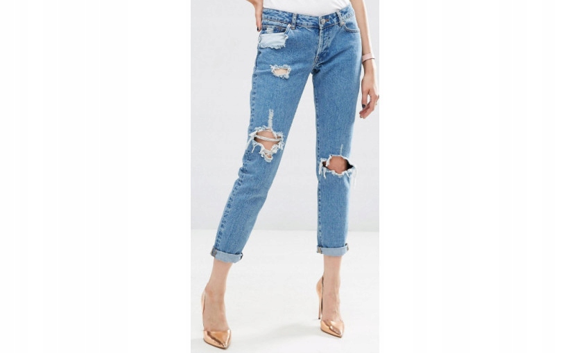 R7P410*SPODNIE JEANS Z DZIURAMI DAMSKIE 36S P00