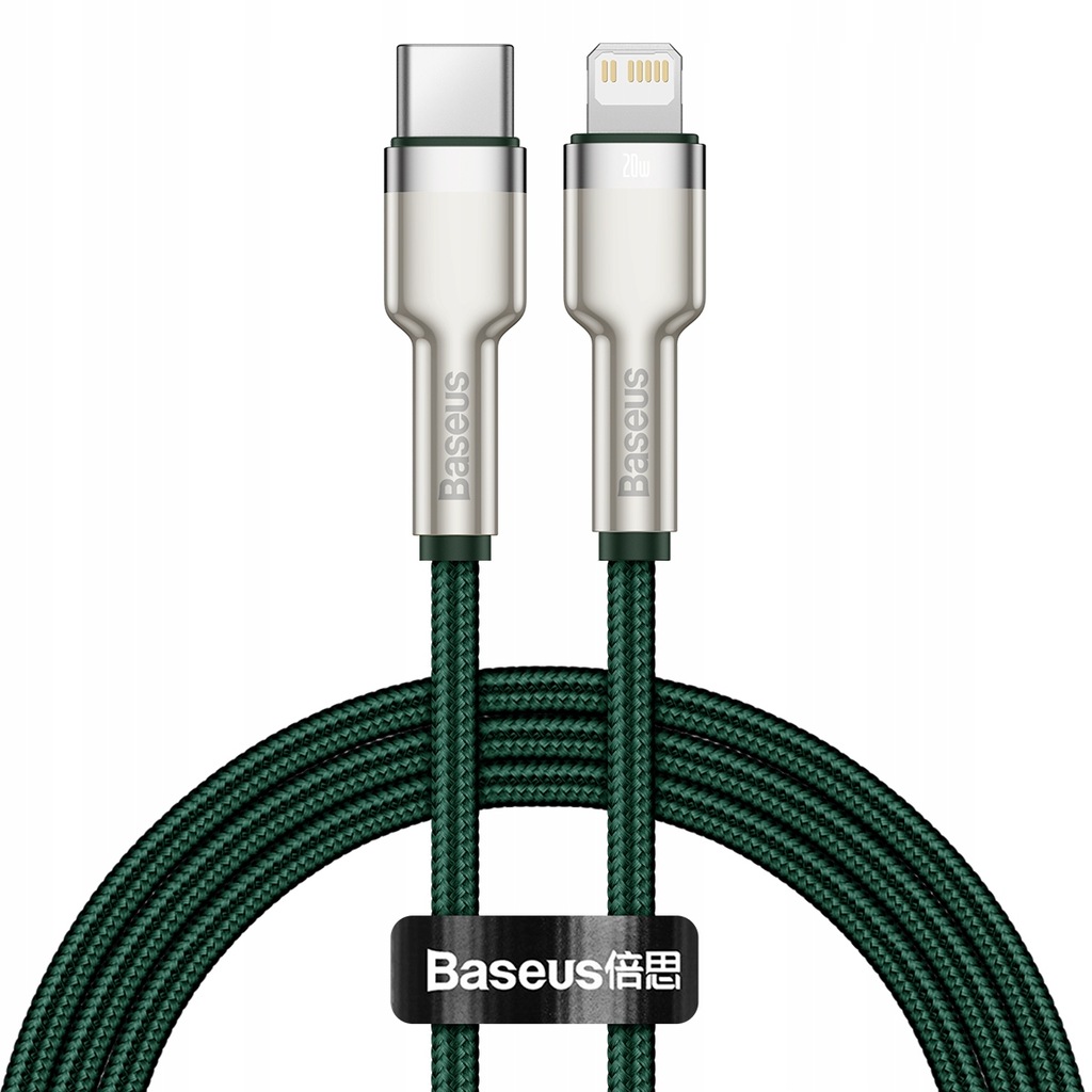 Baseus Kabel USB-C do Lightning Baseus Cafule, PD, 20W, 1m (zielony) ]]