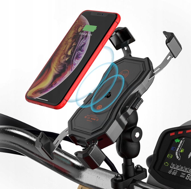 MOTOCYKLOWY UCHWYT TELEFON INDUKCYJNY QI QC3.0