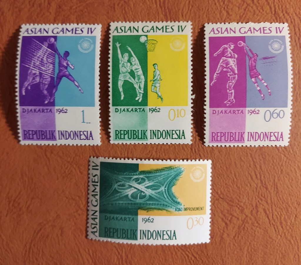 INDONEZJA -1962 r, SPORT -znaczki czyste.