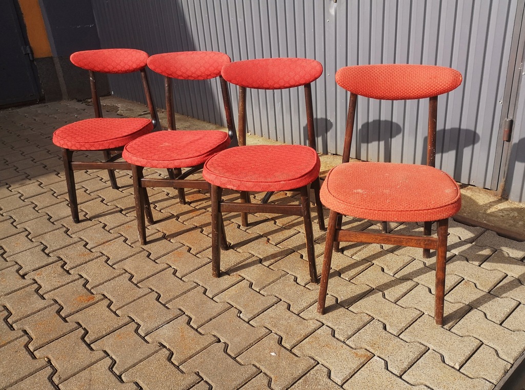 4 Krzesła Design proj. R. Hałas Vintage PRL '60