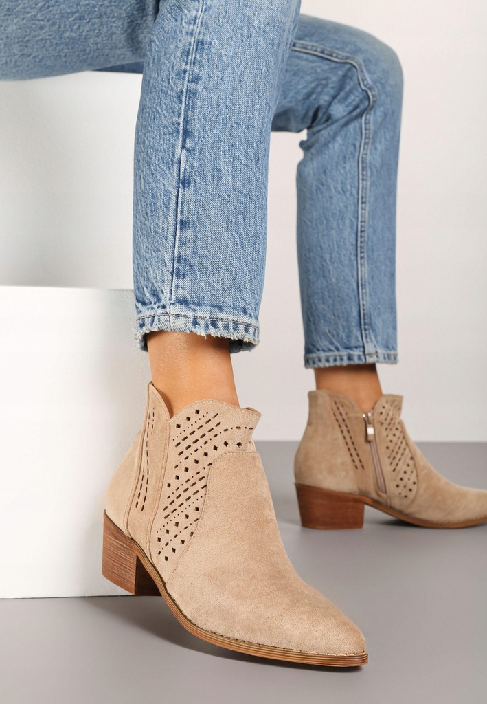 Born2Be Ciemnobeżowe Botki damskie 37 Ekozamsz