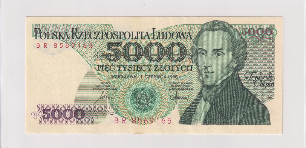 5000 Złotych Polska 1986 -UNC Seria BR