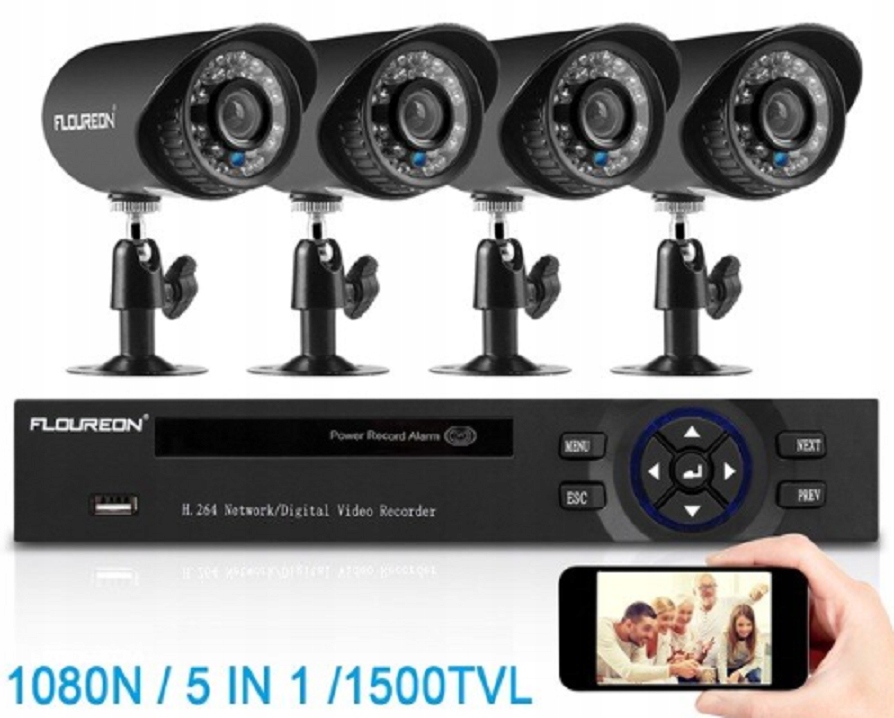 Zestaw do monitoringu Rejestrator Floureon A6808MH 4 kamery AHD
