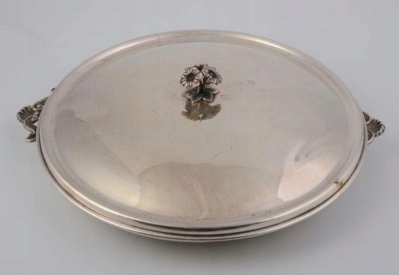 Srebrny półmisek /naczynie z pokrywką kwiaty1540