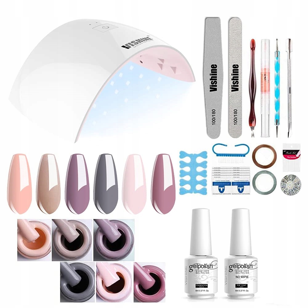 VISHINE Zestaw do paznokci akcesoria + lampa D9119