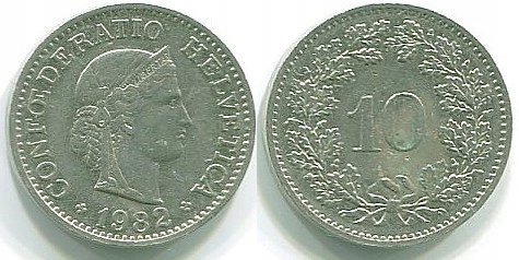 ===Moneta Szwajcaria, 10 rappen, R.1982