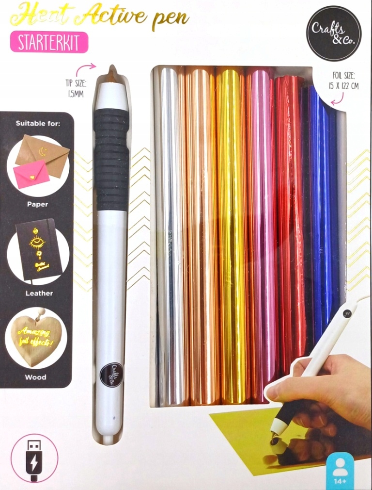 Pióro termiczne długopis HOT FOIL zestaw 6 x folia pióro do złocenia