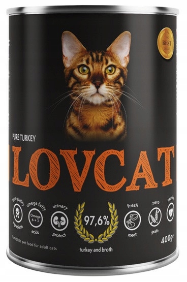 Mokra karma dla kota Lovcat Pure Turkey puszka 400g