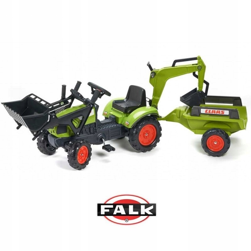 FALK Traktor CLAAS Arion zielony zestaw z przyczep