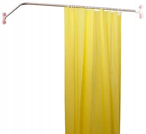 Narożny drążek Hershii 100x110 cm do zasłony prysznicowej + zasłona