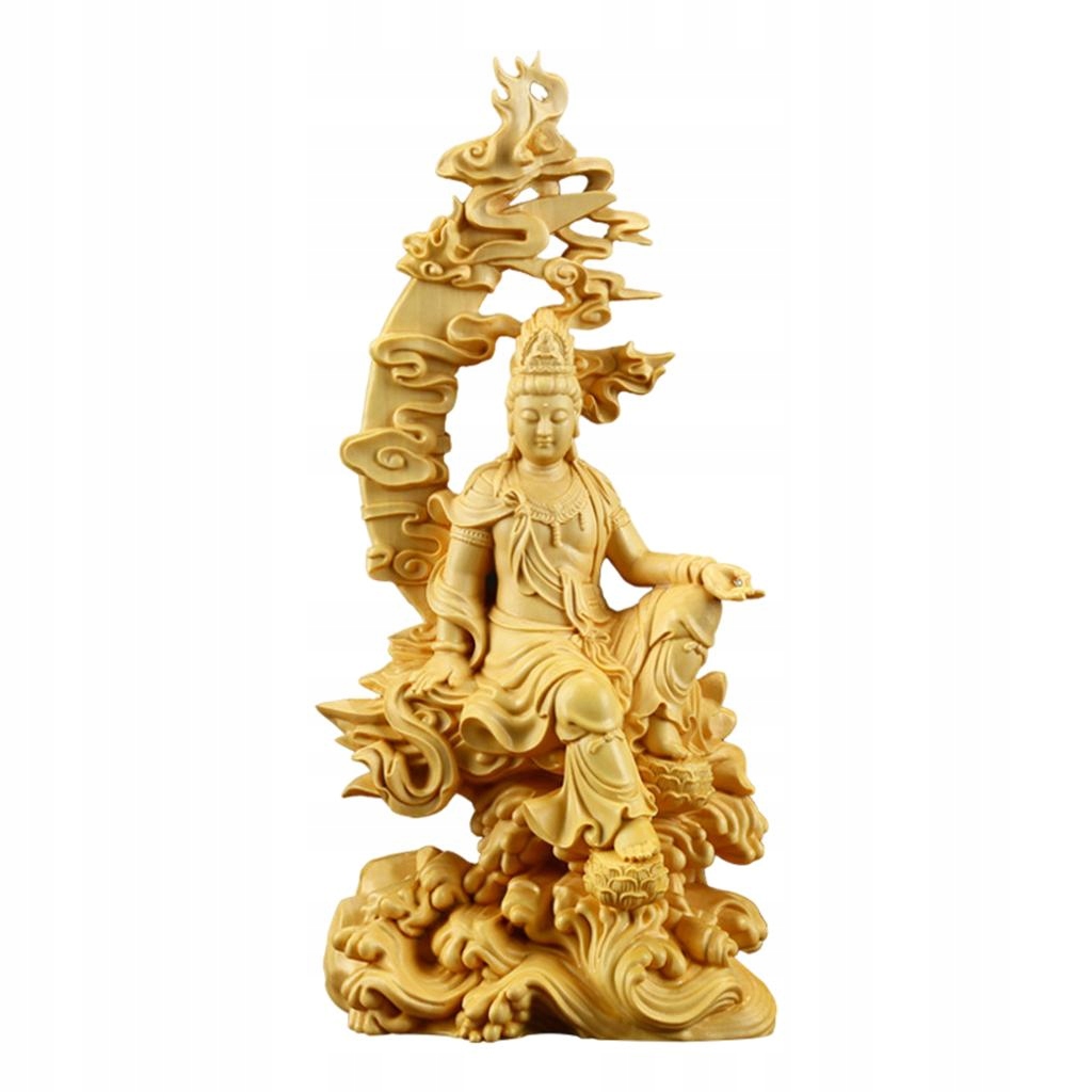 Drewniany posąg Buddy Guanyin Home Decor Buddyzm