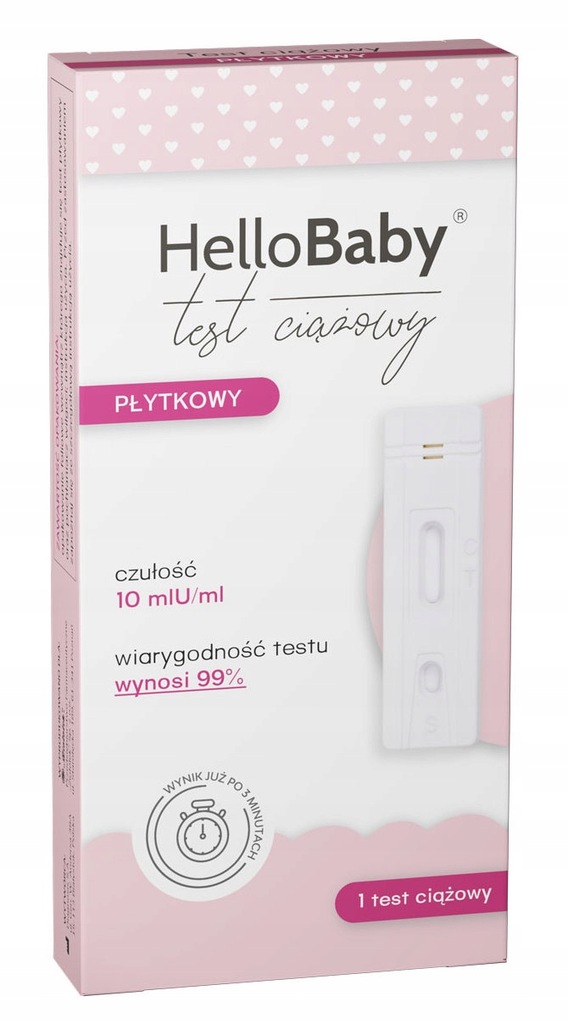 HelloBaby test ciążowy 99% szybki 3 min płytkowy