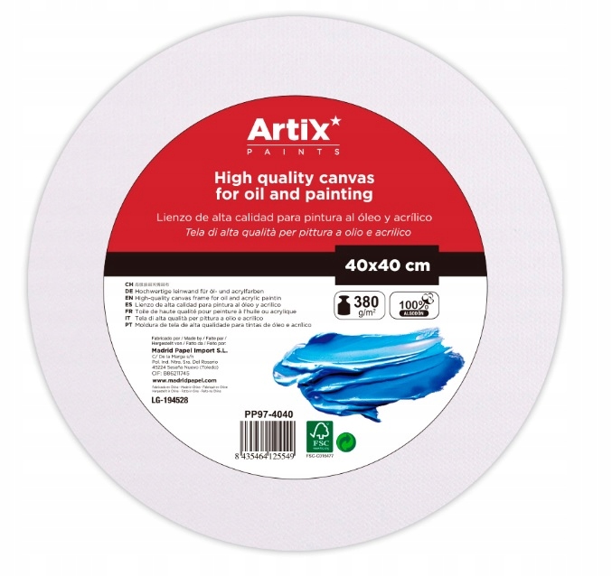 PODOBRAZIE OKRĄGŁE PŁÓTNO MALARSKIE 40X40X1.6 CM