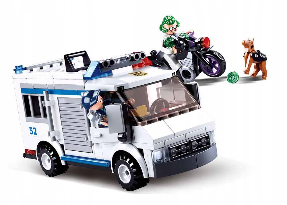 KLOCKI MIASTO WIĘŹNIARKA POLICYJNA + MOTOR LEGO