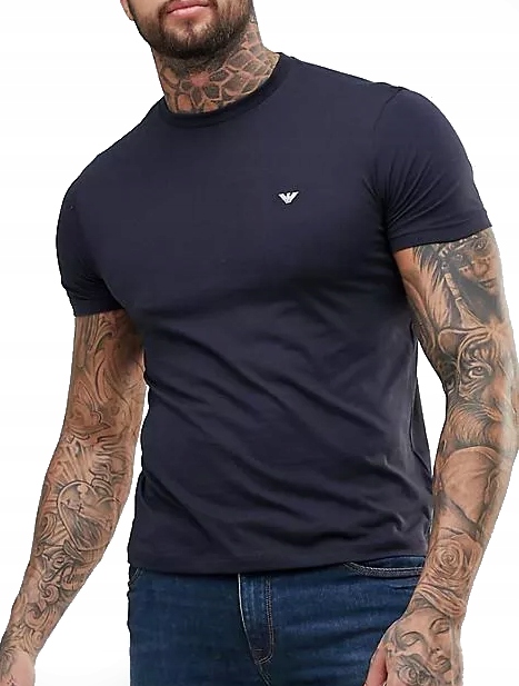 EMPORIO ARMANI Granatowy T-shirt Grey Logo _ S