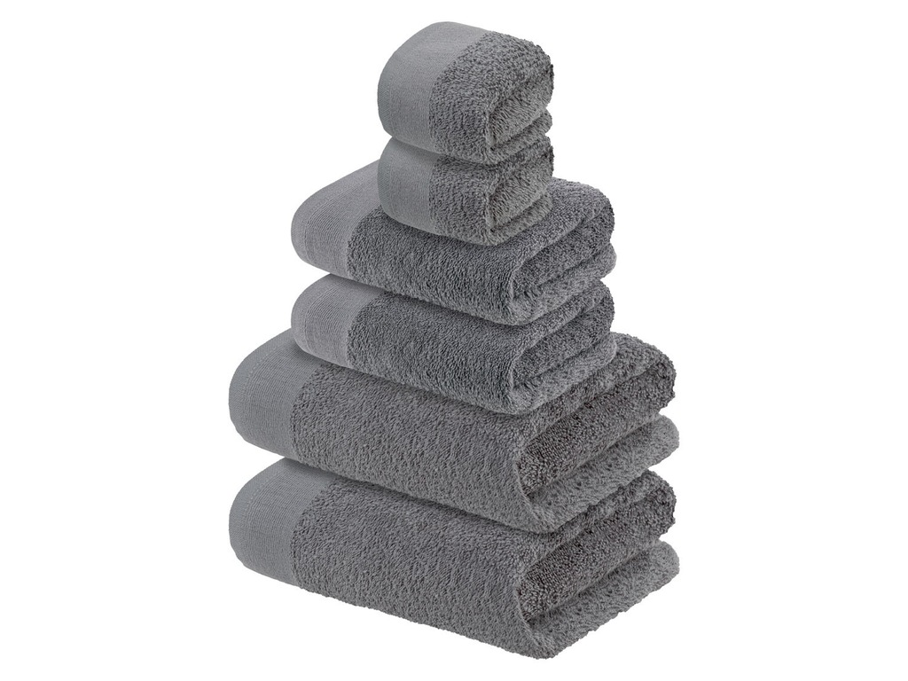 Zestaw 6 ręczników frotté 100% bawełna LIVARNO SZARY