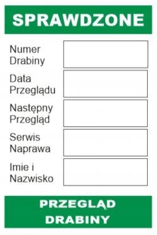 PRZEGLĄD DRABINY NAKLEJKA 51mm x76mm 12sztuk