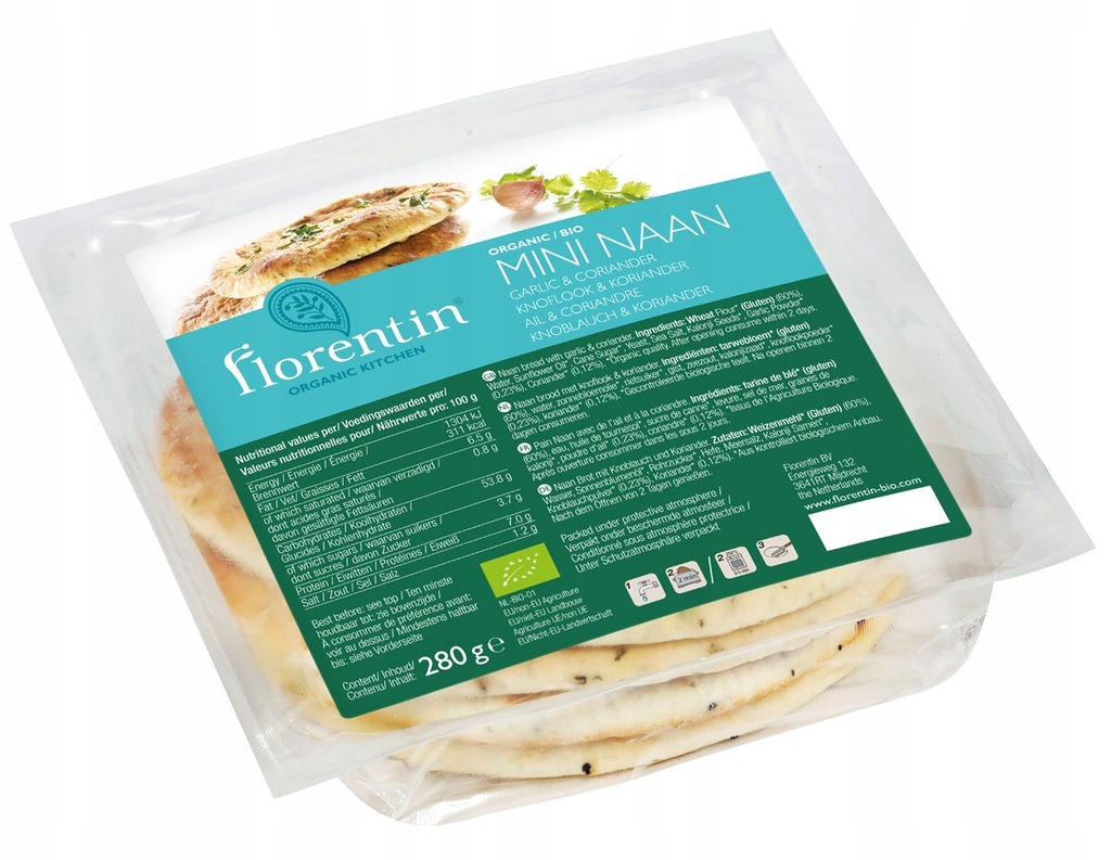 Chleb mini naan czosnek i kolendra bio 240 g florentin