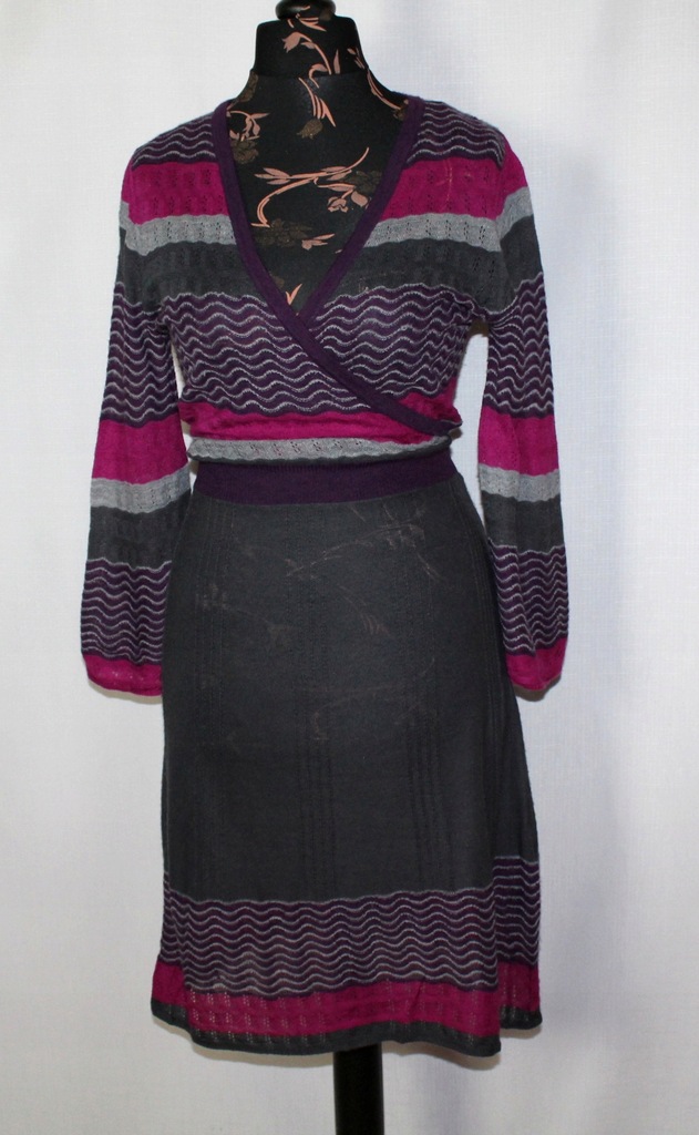 Wełniana ażurowa sukienka MONSOON 40/L/12 wool