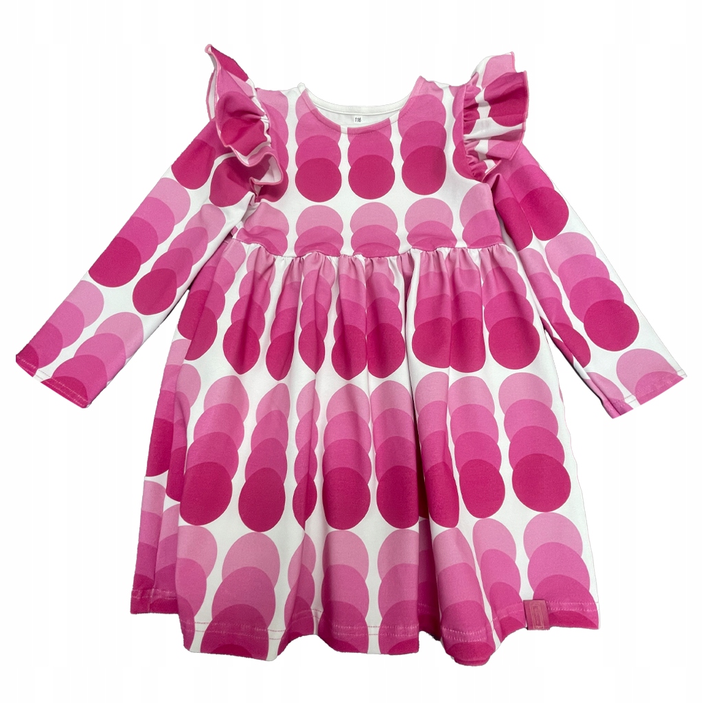 Prezent Sukienka dziewczęca z falbaną pinky różowa kolorowa rozmiar 116