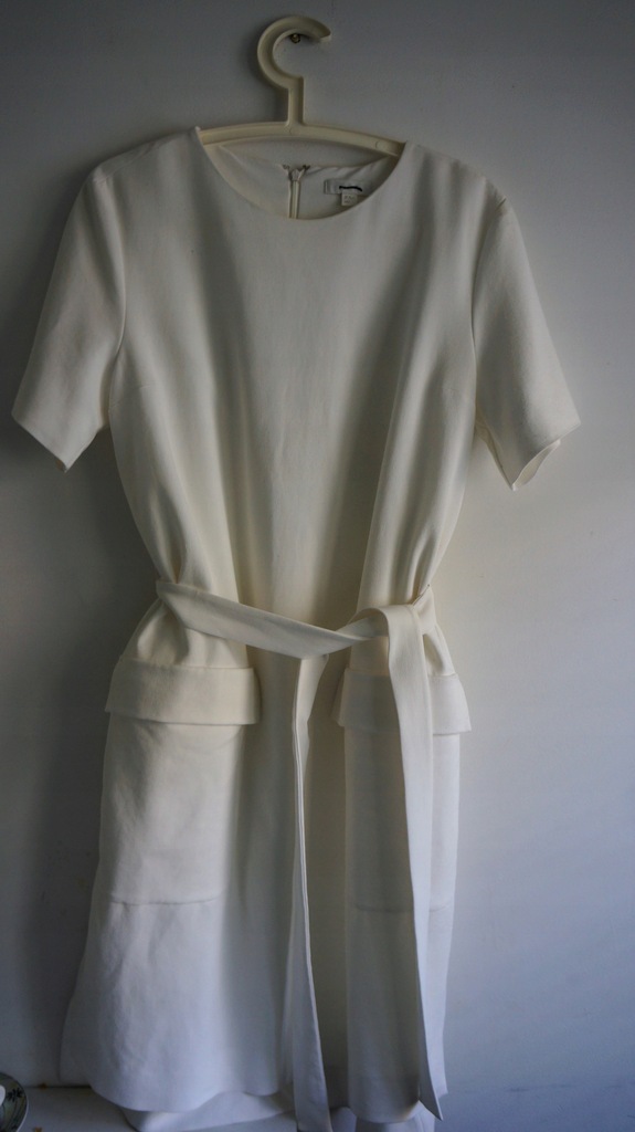 COS biała sukienka midi podszewka klasyk 40