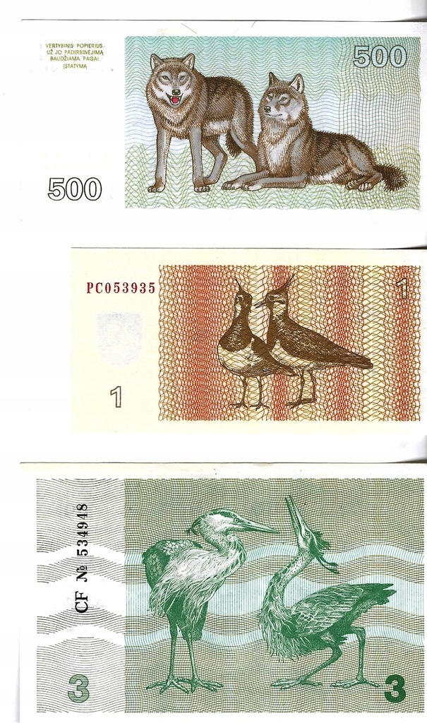 Litwa zestaw starszych banknotów