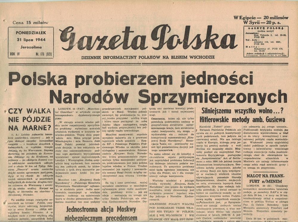 Gazeta Polska 31 lipca 1944 - Polska Probierzem...