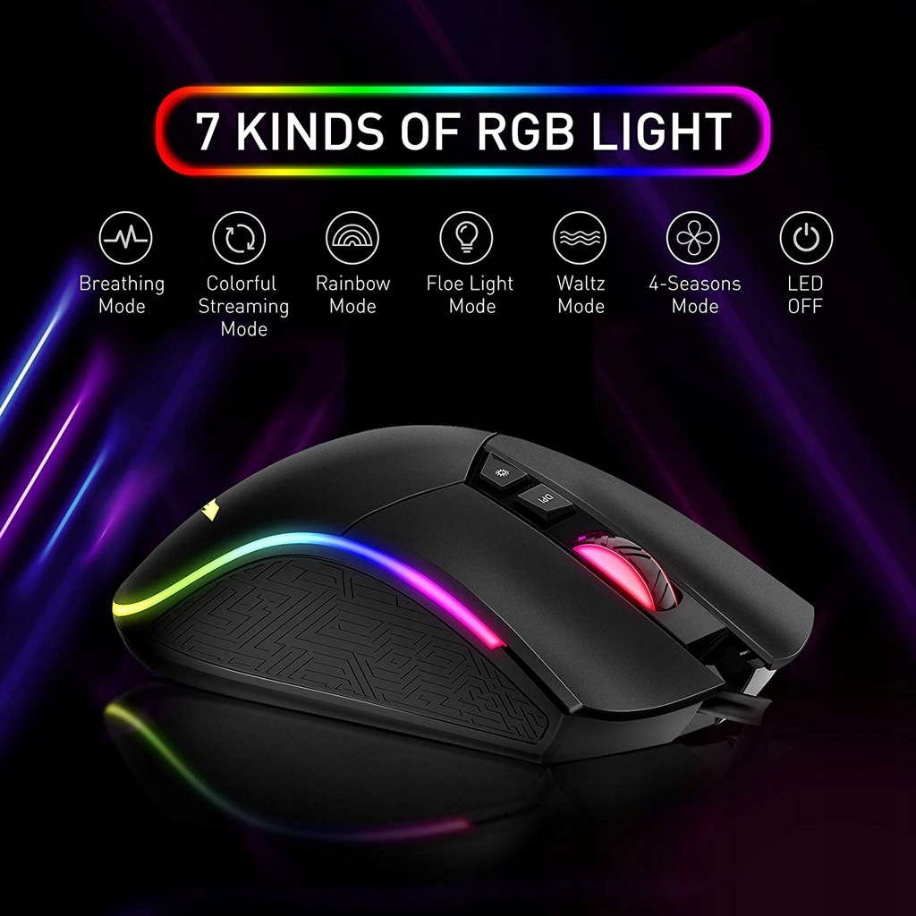 Купить Эргономичная игровая мышь RGB с разрешением 4800 точек на дюйм HAVIT: отзывы, фото, характеристики в интерне-магазине Aredi.ru