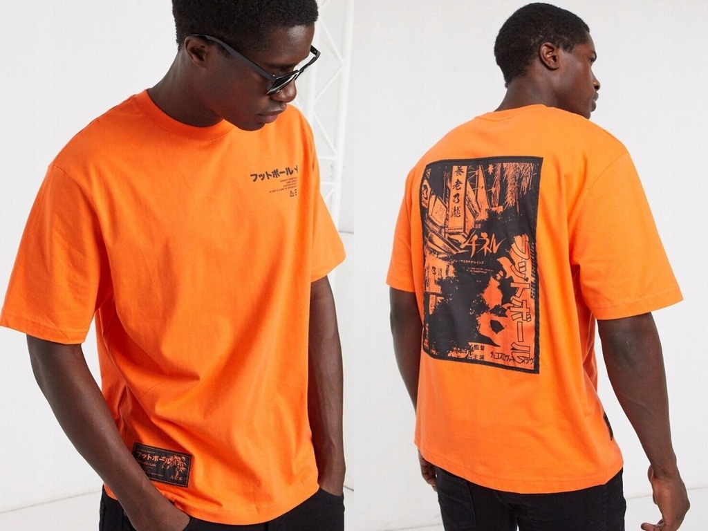 River Island Pomarańczowy t-shirt z nadrukiem L