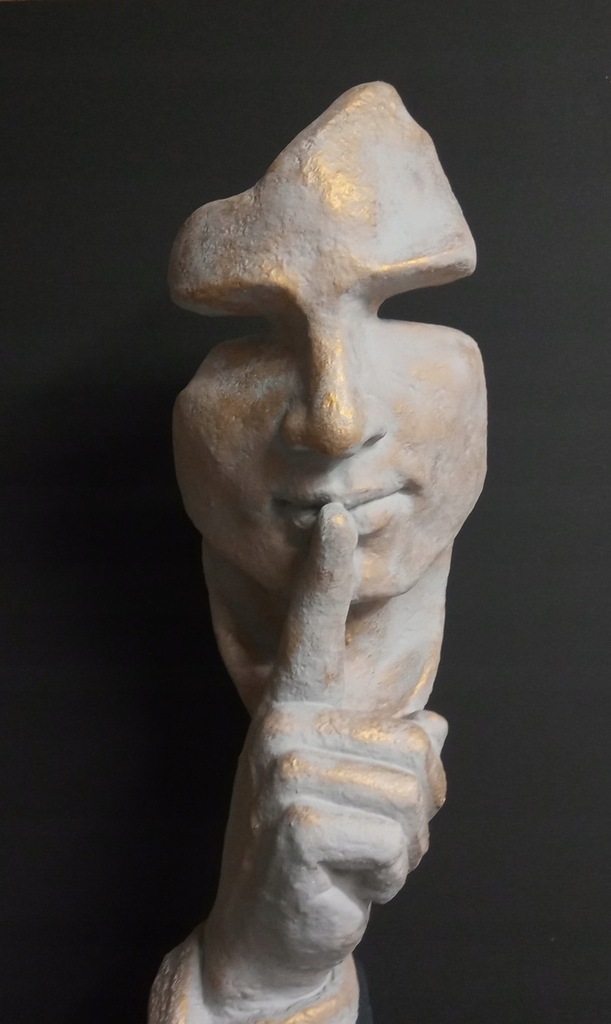 Rzeźba -Cisza H-81cm.Kolor szary złoty