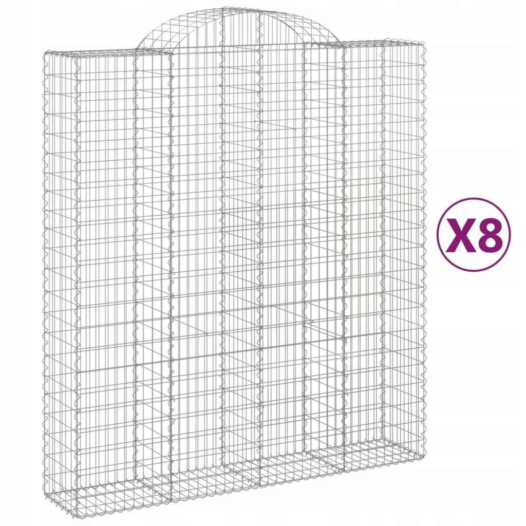 vidaXL Kosze gabionowe, 8 szt, 200x50x220/240 cm, galwanizowane żelazo