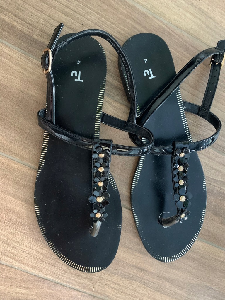 Czarne sandały japonki