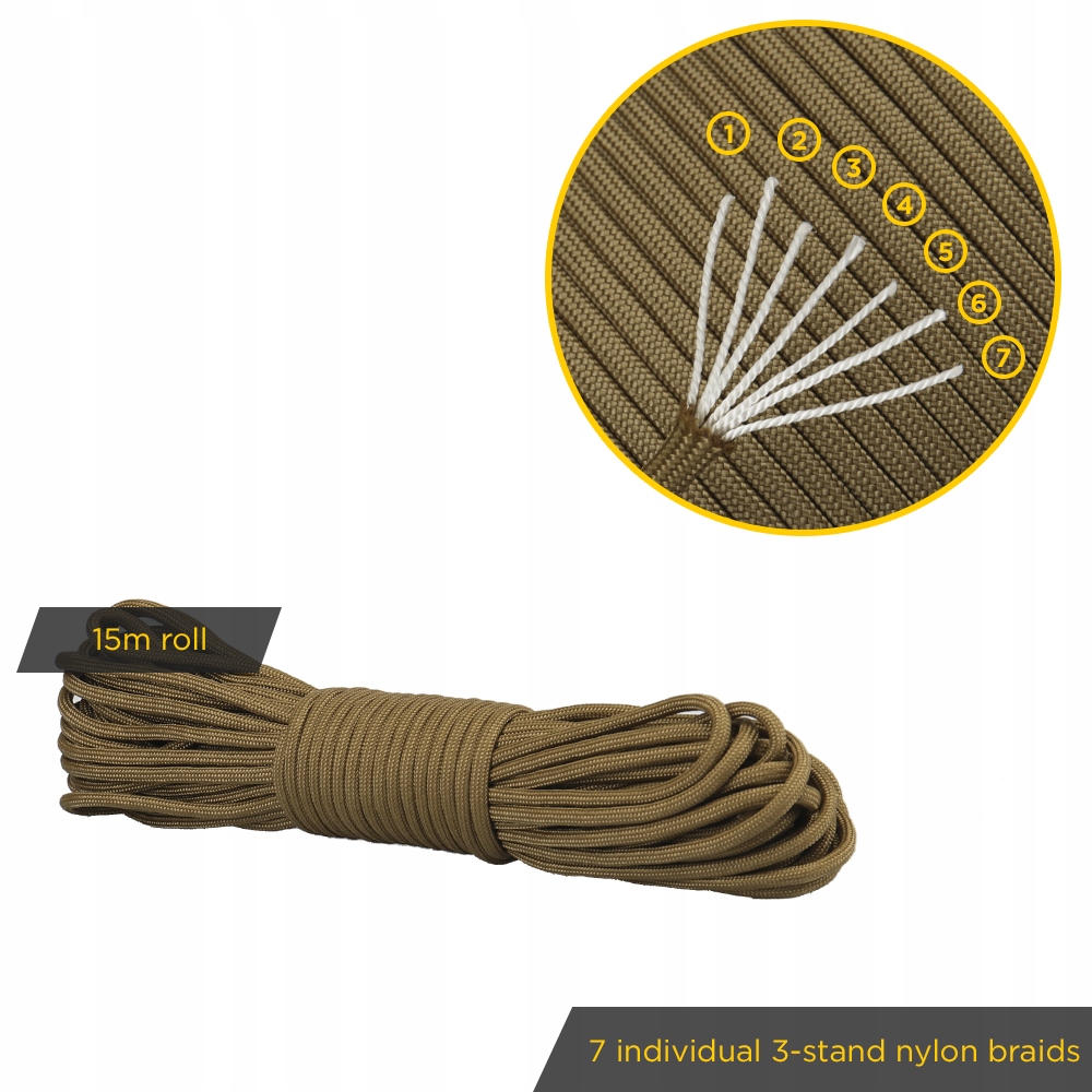 Linka Paracord 550 Type III 15m Kojot Brązowy