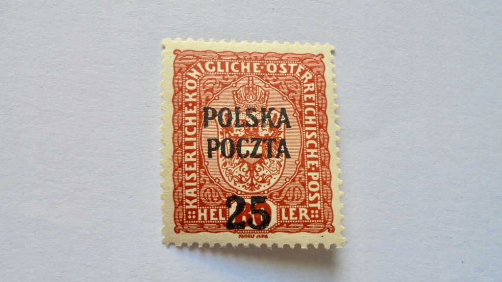 1919 Polska Wydanie Krakowskie 25 halerzy czysty* znaczek, stan dobry